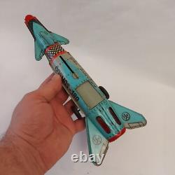 Vintage 1975 Rare Romania AGATEX Friction Rocket Space Cosmos Tin Toy