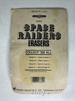 Vintage 1981 Space Raiders Erasers, Collectible Figurines, Sci-Fi Toy Series #4