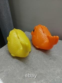 Vintage 2 Soviet USSR Space Age Plastic Fishes Doll Toy. Rare