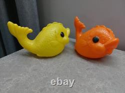 Vintage 2 Soviet USSR Space Age Plastic Fishes Doll Toy. Rare