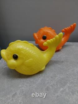Vintage 2 Soviet USSR Space Age Plastic Fishes Doll Toy. Rare