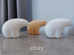 Vintage 3 Soviet USSR Space Age Plastic Polar Bears Doll Toy. Rare