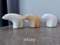 Vintage 3 Soviet USSR Space Age Plastic Polar Bears Doll Toy. Rare