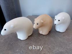 Vintage 3 Soviet USSR Space Age Plastic Polar Bears Doll Toy. Rare