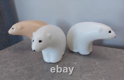 Vintage 3 Soviet USSR Space Age Plastic Polar Bears Doll Toy. Rare