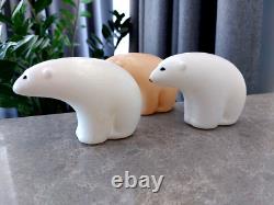 Vintage 3 Soviet USSR Space Age Plastic Polar Bears Doll Toy. Rare