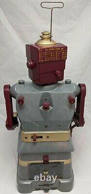 Vintage 50s Marx ROBOT AND SON Battery Operated Gray/Burgandy Variant Space Toy