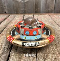 Vintage 60s Battery Op Litho Planet Y Nomura Japan Space Commander Station Toy