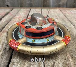 Vintage 60s Battery Op Litho Planet Y Nomura Japan Space Commander Station Toy