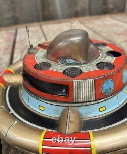 Vintage 60s Battery Op Litho Planet Y Nomura Japan Space Commander Station Toy