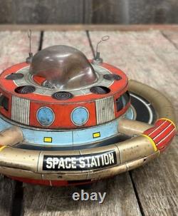 Vintage 60s Battery Op Litho Planet Y Nomura Japan Space Commander Station Toy