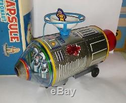 Vintage 60s Masudaya SPACE CAPSULE with FLOATING ASTRONAUT withBOX