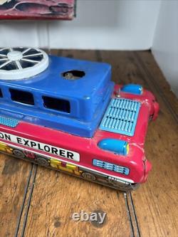 Vintage 60s Moon Explorer Gakken Toy Japan Space Tin Litho With Box Astronaut