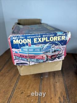 Vintage 60s Moon Explorer Gakken Toy Japan Space Tin Litho With Box Astronaut