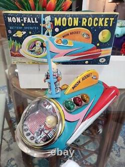 Vintage 60s Moon Rocket Battery Operated Toy made in Japan With Original Box