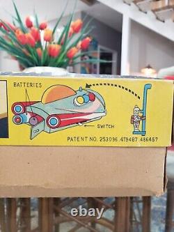 Vintage 60s Moon Rocket Battery Operated Toy made in Japan With Original Box