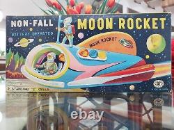 Vintage 60s Moon Rocket Battery Operated Toy made in Japan With Original Box