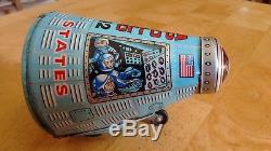 Vintage Apollo 12 Space Capsule Tin Toy By T. T, Takatoku Japan, Works, Friction