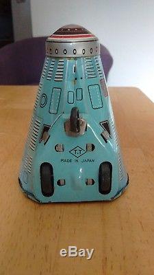 Vintage Apollo 12 Space Capsule Tin Toy By T. T, Takatoku Japan, Works, Friction