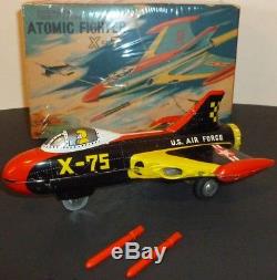 Vintage Atomic Fighter X-7 Supersonic Rocket Firing Tin Japan Original Box W Toy