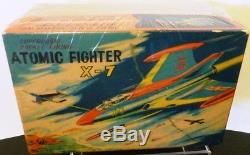 Vintage Atomic Fighter X-7 Supersonic Rocket Firing Tin Japan Original Box W Toy