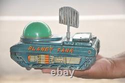 Vintage Battery MT Trademark Space Planet Tank Litho Tin Toy, Japan