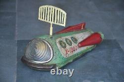 Vintage Battery MT Trademark X-1800 Atomic Rocket Space Ship Litho Tin Toy, Japan