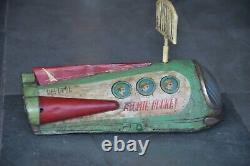 Vintage Battery MT Trademark X-1800 Atomic Rocket Space Ship Litho Tin Toy, Japan