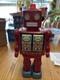 Vintage Battery Operated Red ME-100 Space Walk Man Robot in New Original Box