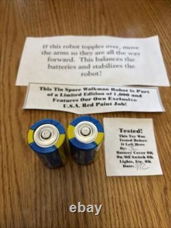 Vintage Battery Operated Red ME-100 Space Walk Man Robot in New Original Box