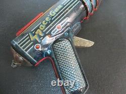 Vintage Battery Operated S 58 Space Gun T. N Mark Litho Tin Toy, Japan