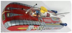 Vintage Battery Operated Space Ship M/NM Tin in VG Box. Lights! Action! Sound