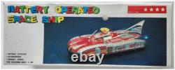 Vintage Battery Operated Space Ship M/NM Tin in VG Box. Lights! Action! Sound