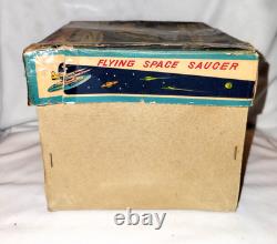Vintage Box Tin Plate Battery Toy Aoshin Op Flying Space Saucer Asc Japan 1950 Vintage Box Tin Plate Battery Toy Aoshin Op Flying Space Saucer Asc Japan 1950