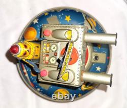 Vintage Box Tin Plate Battery Toy Aoshin Op Flying Space Saucer Asc Japan 1950