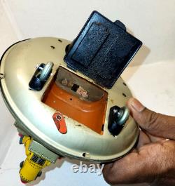 Vintage Box Tin Plate Battery Toy Aoshin Op Flying Space Saucer Asc Japan 1950