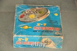 Vintage Boxed Litho MT Trademark X-7 Space Explorer Ship Battery Tin Toy, Japan