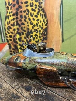 Vintage C. 1940 Marx Buck Rogers Rocket Police Patrol Wind Up Space Patina Decor