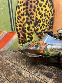 Vintage C. 1940 Marx Buck Rogers Rocket Police Patrol Wind Up Space Patina Decor