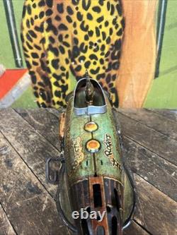 Vintage C. 1940 Marx Buck Rogers Rocket Police Patrol Wind Up Space Patina Decor
