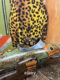 Vintage C. 1940 Marx Buck Rogers Rocket Police Patrol Wind Up Space Patina Decor
