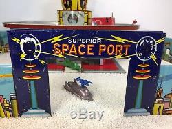 Vintage Captain Video Superior Space Port Drome 50's T Cohn Tin Playset Ships