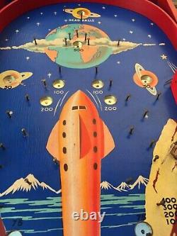 Vintage Chad Valley Pinball Bagatelle Game Rocket Board Space Age 1950 England