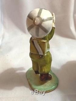 Vintage Consco Parachute Boy Figurine Military Logo on Helmet w\ Toy Rocket