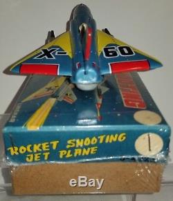 Vintage Flying Saucer X- 60 Linemar Tin Rocket Shooting Jet japan