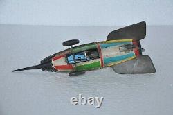 Vintage Friction KTI Cat & Duck Litho Space Rocket Tin Toy