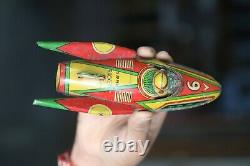 Vintage Friction Supper Rocket No. 9 Litho Space Rocket Tin Toy, Japan
