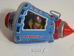 Vintage Friendship-7 tin space capsule, friction, Horikawa Japan 1960's, v clean