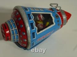 Vintage Friendship-7 tin space capsule, friction, Horikawa Japan 1960's, v clean