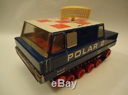 Vintage German Polar 2 Crawler Machine Battery Tin Toy Space Age Rover